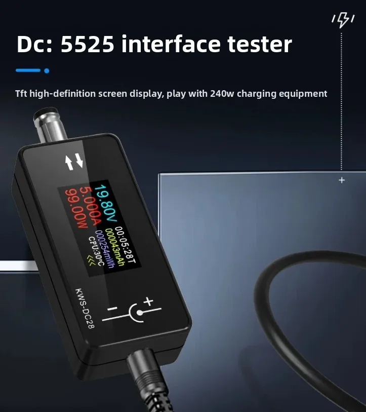 KWS-DC28 Voltage Ammeter Power Meter 0.96 inch TFT high definition display DC5.5 * 2.5 interface tester