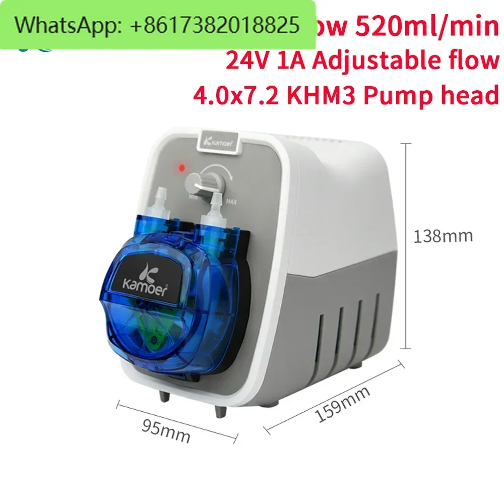 180-520ml/min KCPA600 High Flow Peristaltic Pump 24V DC Motor 4mmx7.2mm Adjustable Flow Gear Structure for Lab