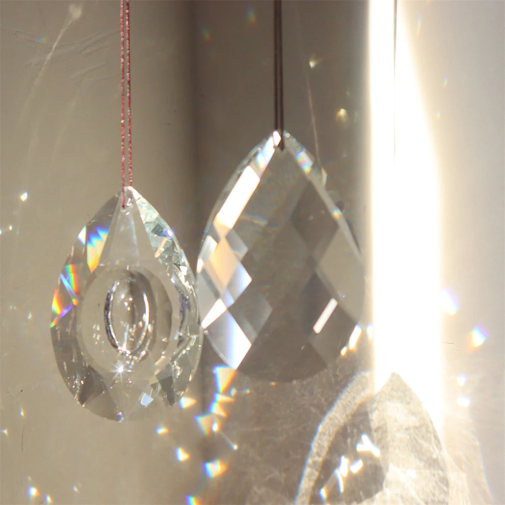 Faceted Glass Crystal Ball Prism Chandelier Crystal Parts Hanging Pendant Lighting Ball Suncatcher Wedding Home Decor