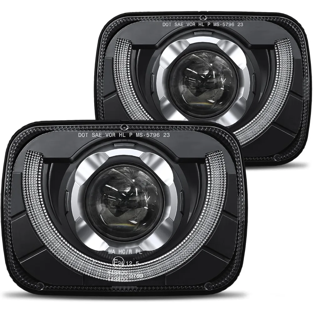 الأفضل - 2025 2000% مصابيح أمامية LED ساطعة 5x7 7x6 H6054 متوافقة مع جيب رانجلر YJ شيروكي XJ [DOT][مضادة للوهج]DRL