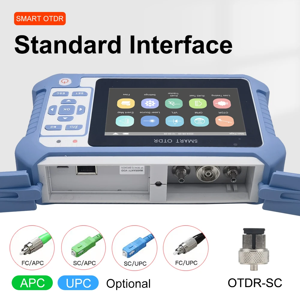

SMART OTDR, 9-in-1, SC/FC dual-port compatible, five languages, optional cable finding test, support for customer upgrades