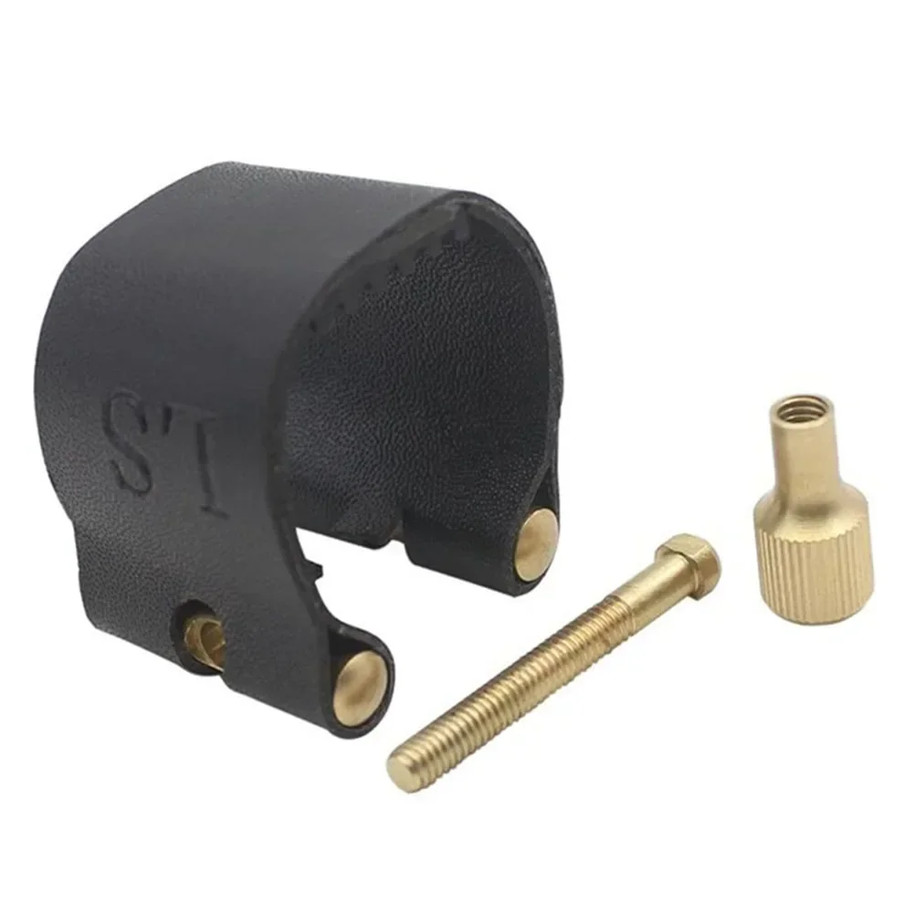

New Practical Saxophone Ligature Mouthpiece For Alto For Soprano Black Clarinet Mouthpiece PU Leather Plastic Cap