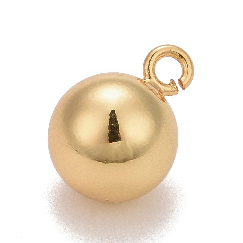 5 Pcs 18K Gold Plated Brass Ball Charms Round Pendants Accessory Long-Lasting Plated Pendants for Women DIY Necklace Bracelet
