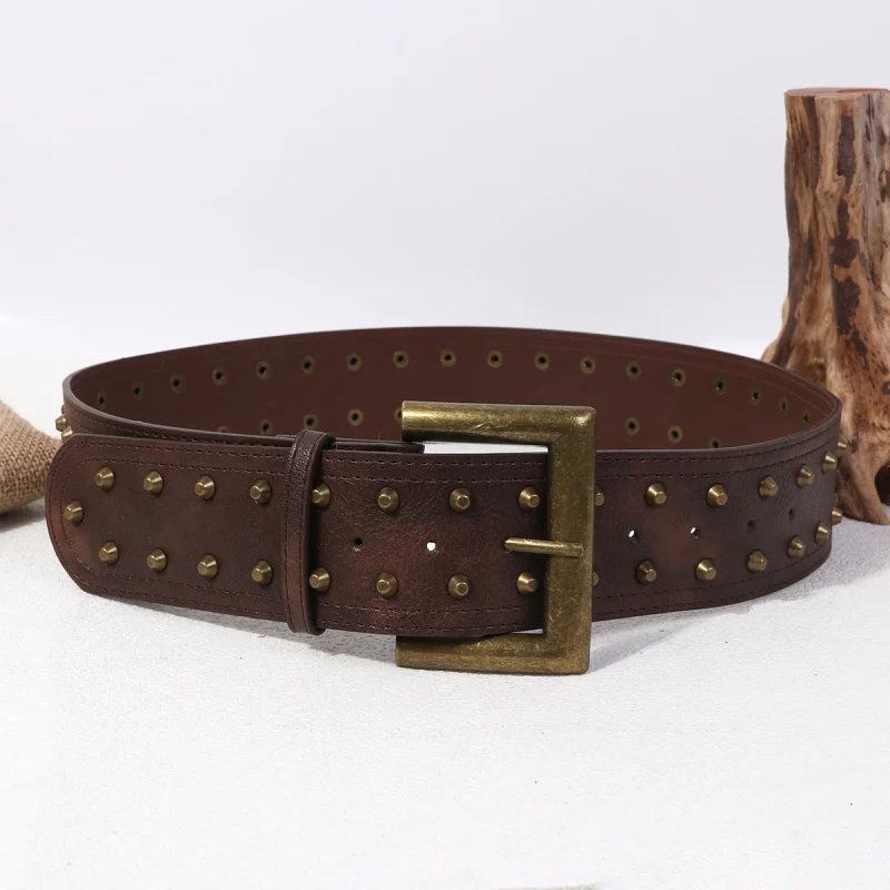 

Западное ведро с ногтями и заклепками из искусственной кожи, женский широкий пояс, ремень в стиле панк, дизайн с заклепками, платье, свитер, пояс для женщин