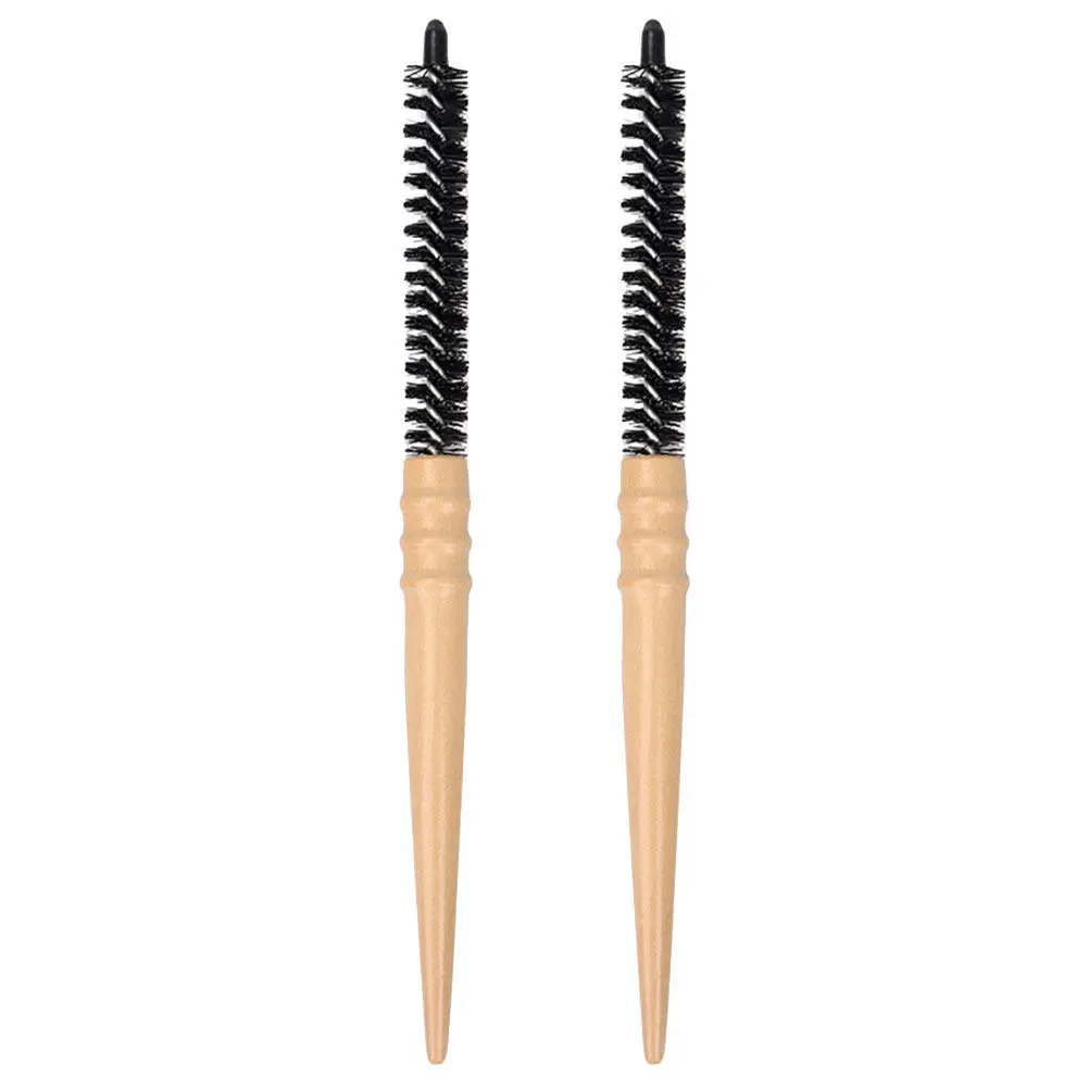 

2Pcs Small Hair Curling Roll Brush Wooden Handle Styling Comb Anti-Static Blow Drying Brush for Hair Care Round Hairbrush