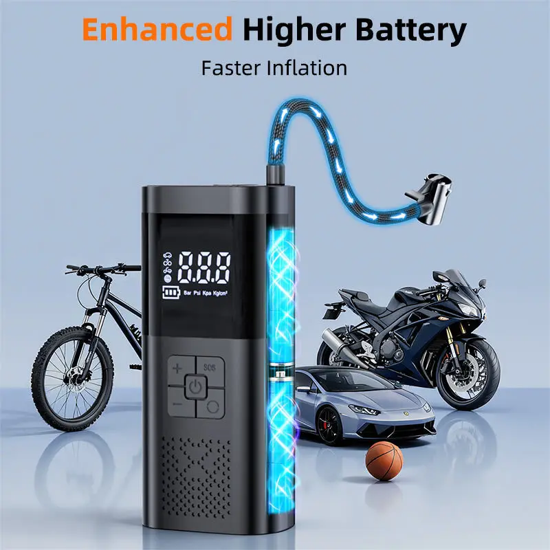 Portable Wireless Electric Tire Inflator Touch Screen Mini Air Compressor for Car Bicycle Motorcycle Digital Display Air Pump