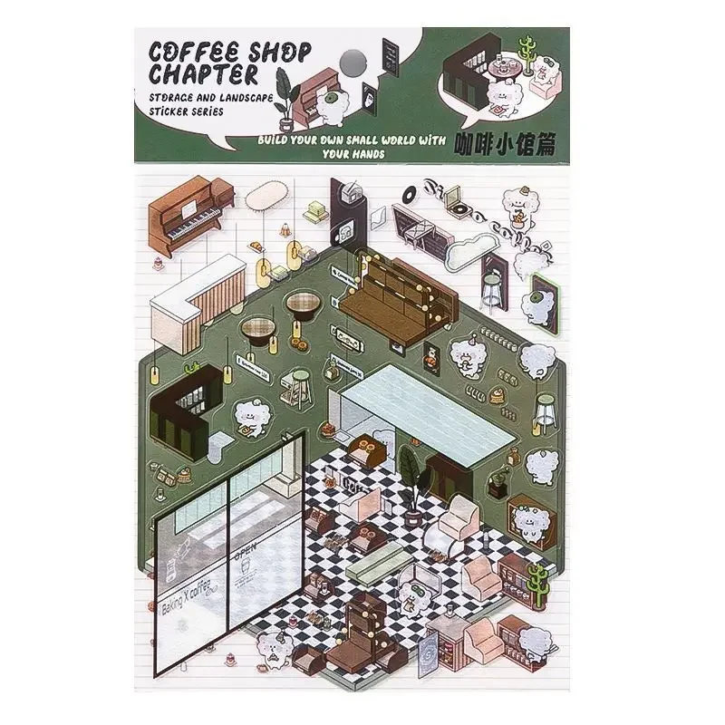 3D Sticker DIY Three-dimensional Cabin Scene Stacking and Pasting Hand Account Cute