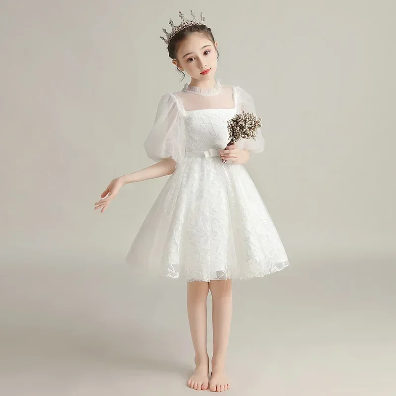 

Flower Boy Princess Flower Boy Wedding Little Girl Fluffy Gauze Children's Birthday Host White Gauze Performance Dress