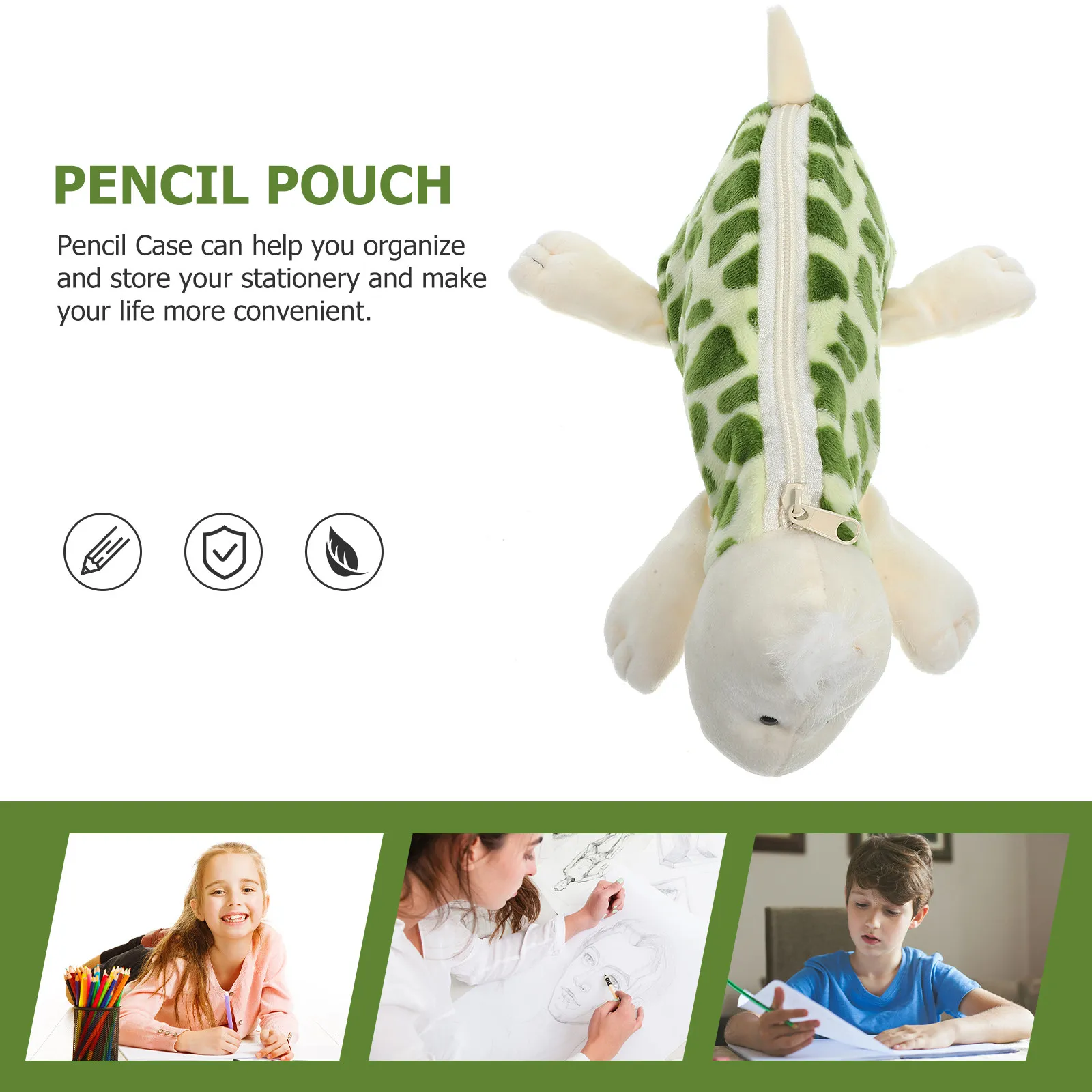 Creative Cartoon Pencil Case Soft Touch Material Strong Zipper Secure Storage for Stationery Makeup Essentials Portable Student
