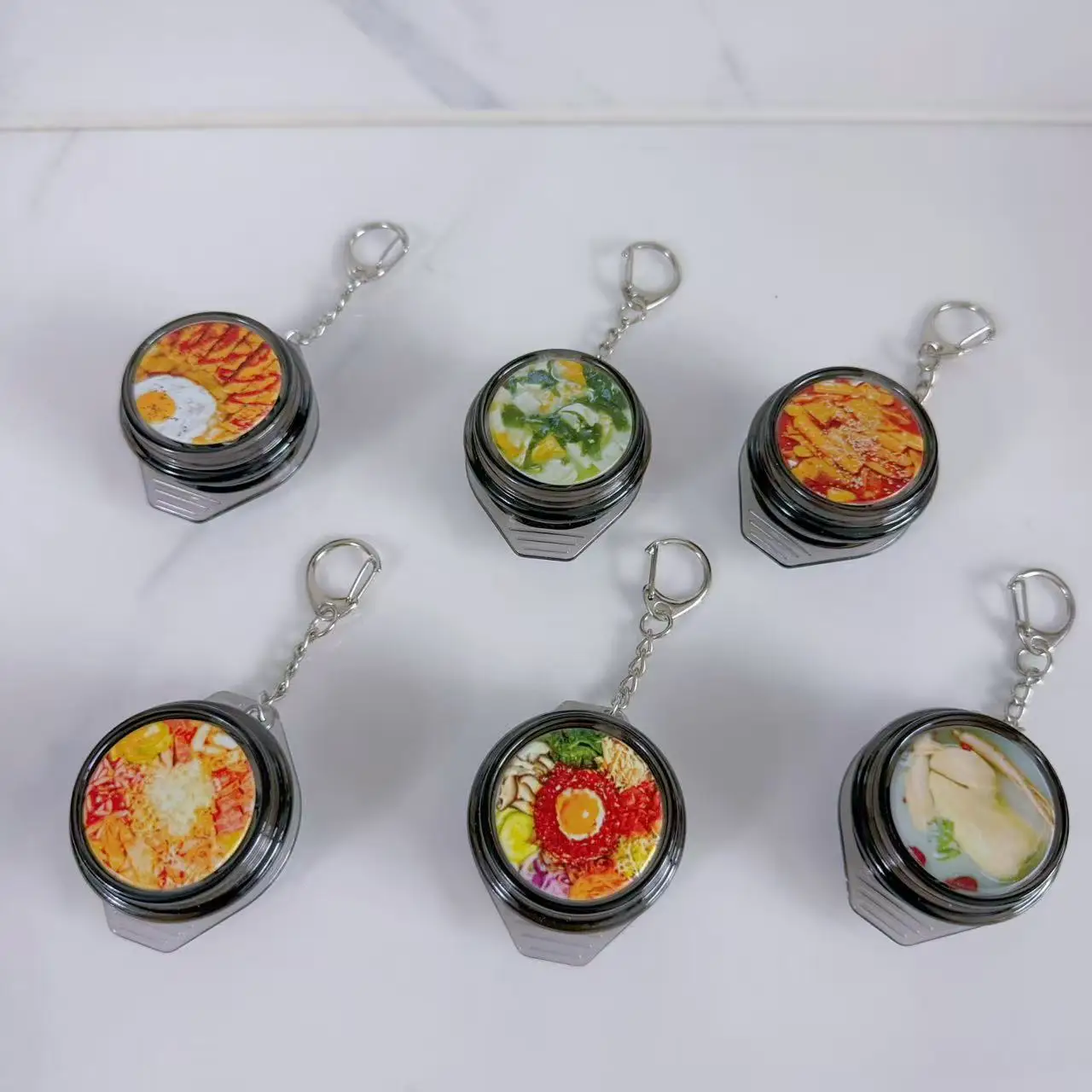 Korean Hot Selling Mini Stone Pot Button Stress Relief Switch Tester Click Sound Light Up Keychain Party Gift Birthday