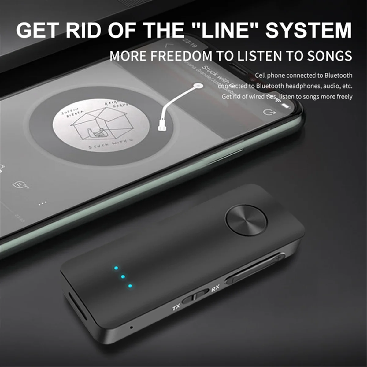 POP-lBluetooth 5.3 Transmitter Receiver Adapter Wireless Audio for Car Music Headphone Speaker 3.5mm Jack AUX Audio