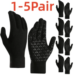 1-5Pairs Winter Outdoor Sports Running Glove Warm Touch Screen Gym Fitness Full Finger Gloves For Men Women Knitted Magic Gloves