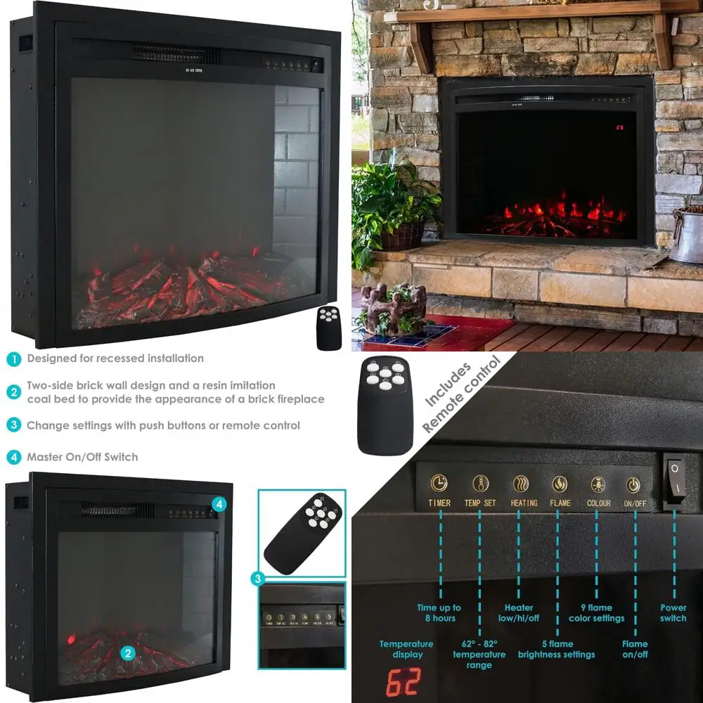 

Sunnydaze Cozy Warmth Indoor Electric Fireplace Insert - Fake Fireplace Heater with 9 Color Options - 28-Inch
