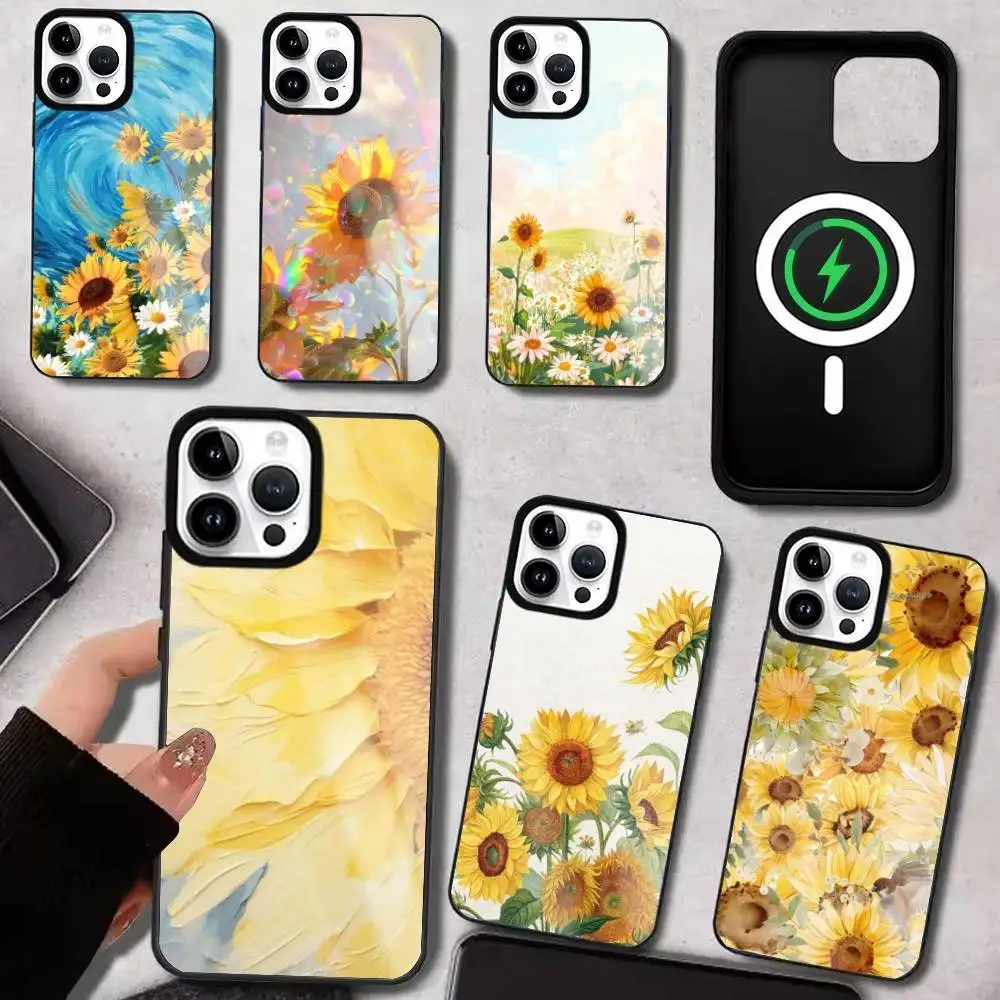 

Sunflowers Printed Phone Case For IPhone17 16 15 14 13 12 11 Plus Pro Max Plus Wireless Charger Cover Funda