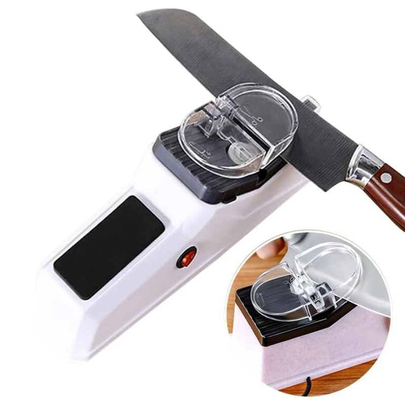 ABVT-Electric Knife Sharpeners For Kitchen,Automatic Knives Sharpening & Polishing Helps Repair, Restore, Polish Blades White Du