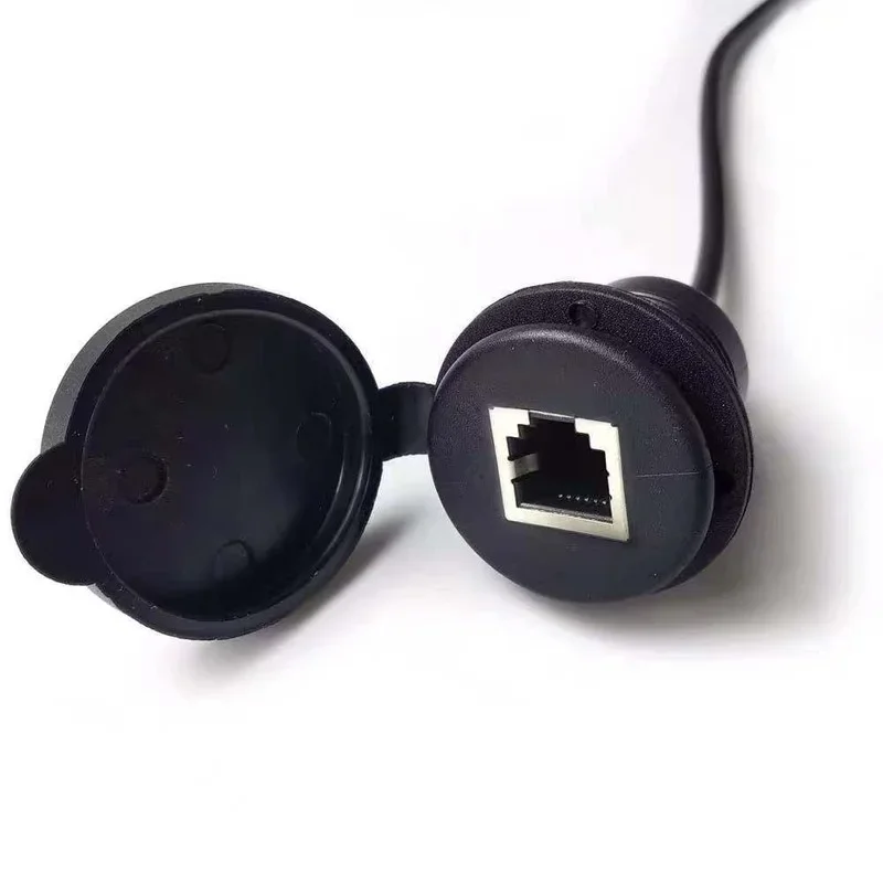 Cable impermeable Ethernet CAT5E, extensor de montaje en Panel macho a hembra rj45 IP67, cable de extensión de conector a prueba de agua