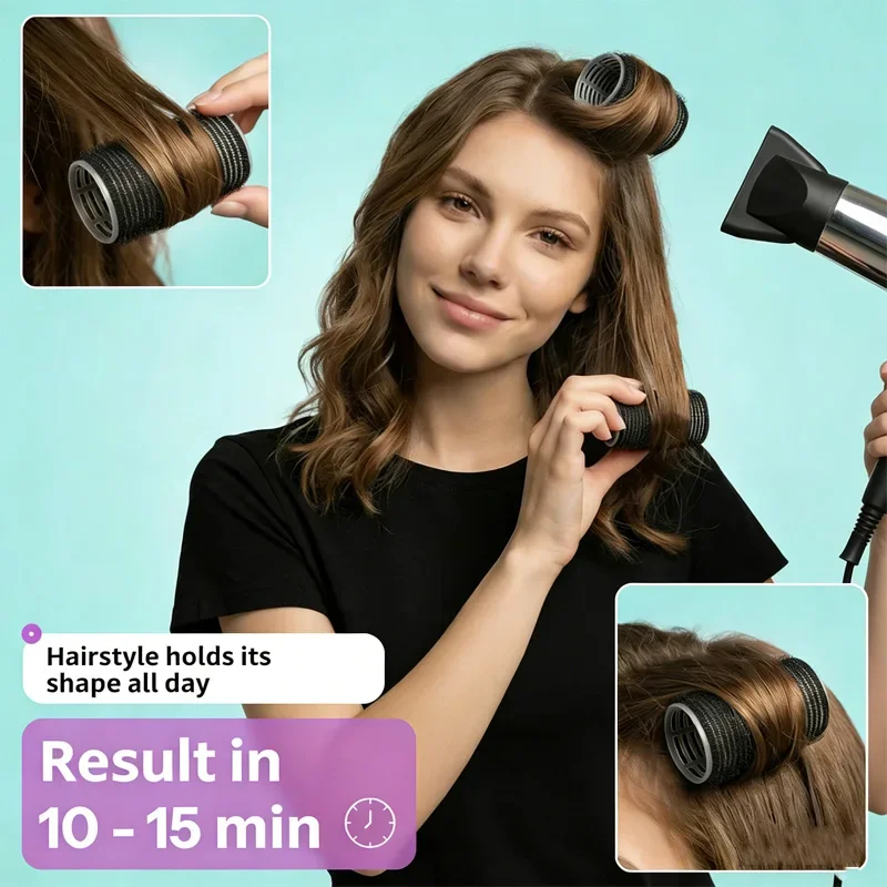Self Grip Hair Rollers No Heat Hair Clip CurlersHeatless Curls Hair Bangs Volume Self-adhesive DIY Hair Styling Tools For Women
