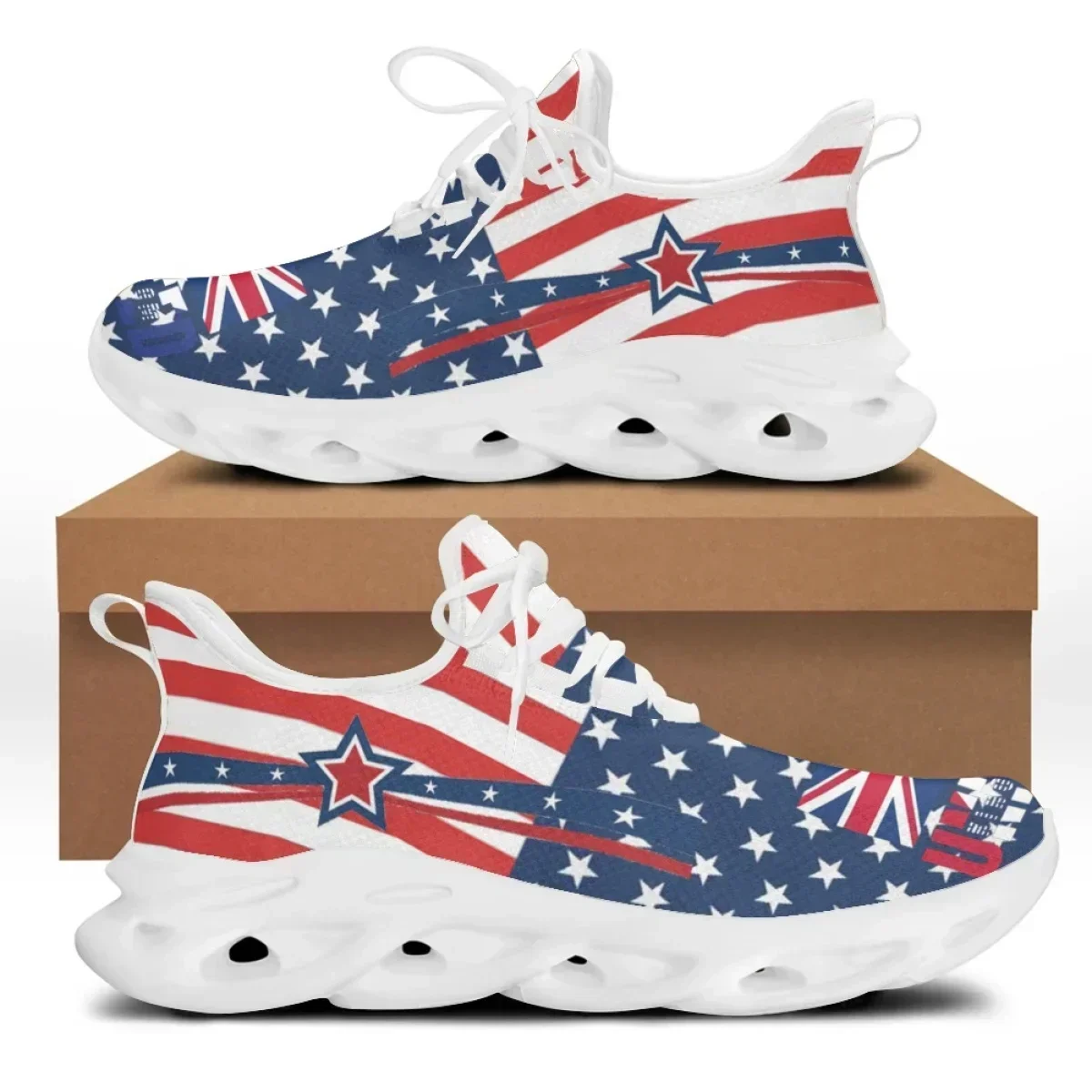 

7.4 American Flag Statue Of Liberty Print Flat Shoes For Women Cool Sneaker For Female Spring Summer Woman Footwear