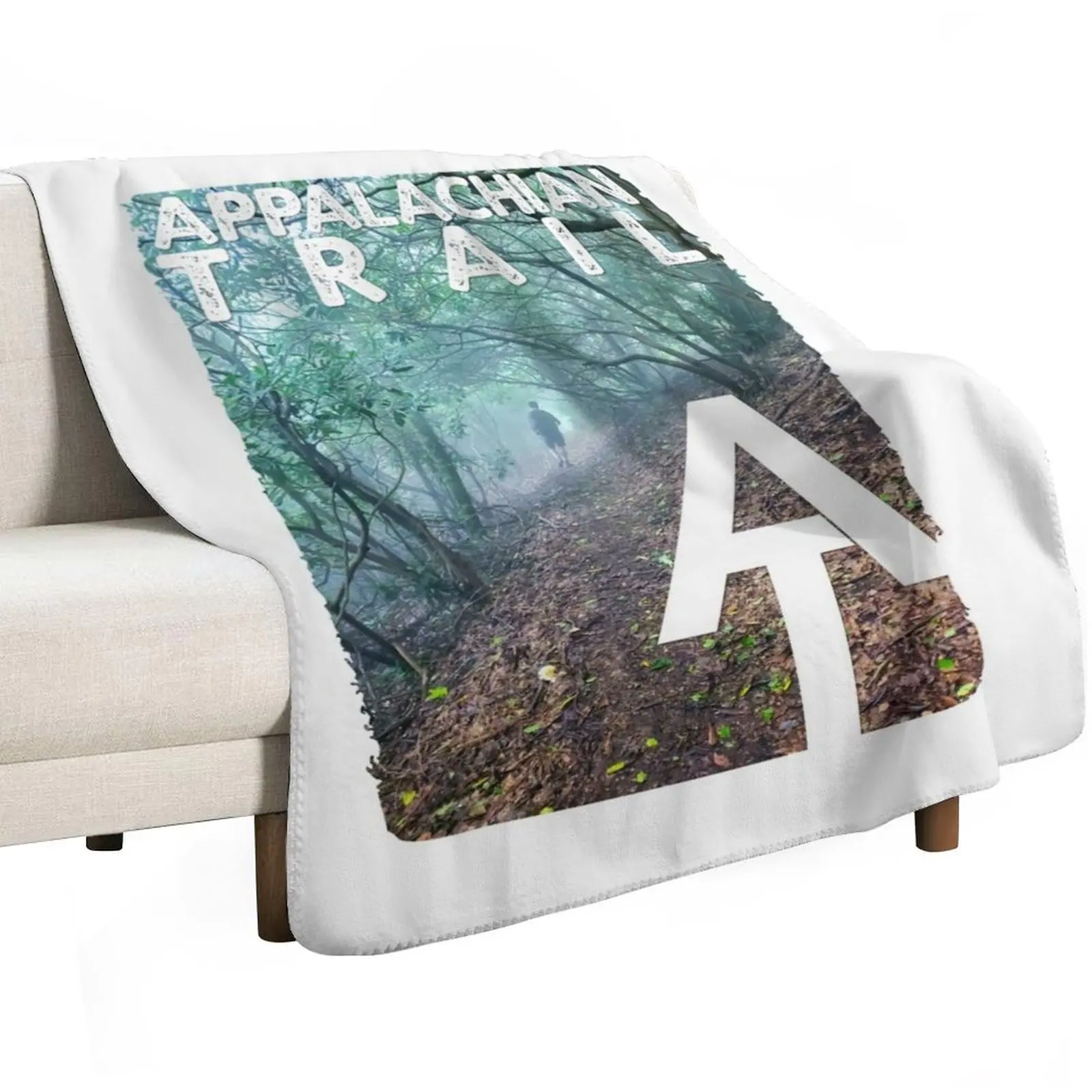 Appalachian Trail AT hiking photo with AT symbol Throw Blanket Year Round Soft Comfortable Blanket for Home