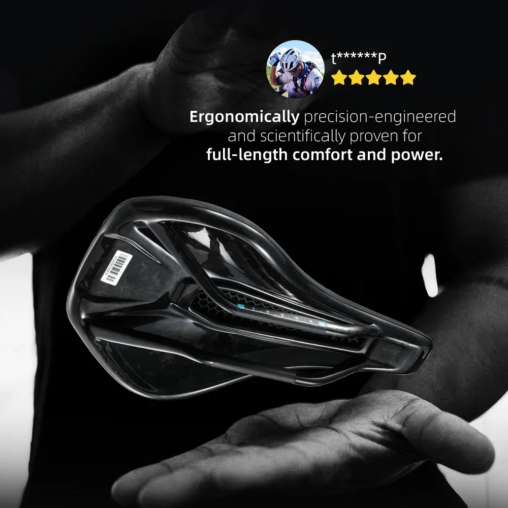 RYET 3D Printed Carbon Bike Saddle 7x9mm  Carbon Rails 143/155MM for MTB Gravel Road Bike Cycling Parts  1-YEAR WARRANTY