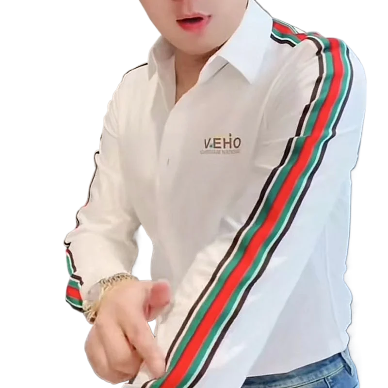 Men's Clothing Spring and Autumn high quality Light Luxury Y2K Casual Fashion Ribbon Slim Handsome Shirt