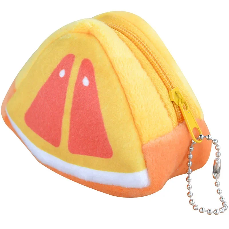 Cartoon Children's Holiday Gift Creative Plush Three-dimensional Triangle Fruit Coin Purse, Coin Holder, Key Case Charm