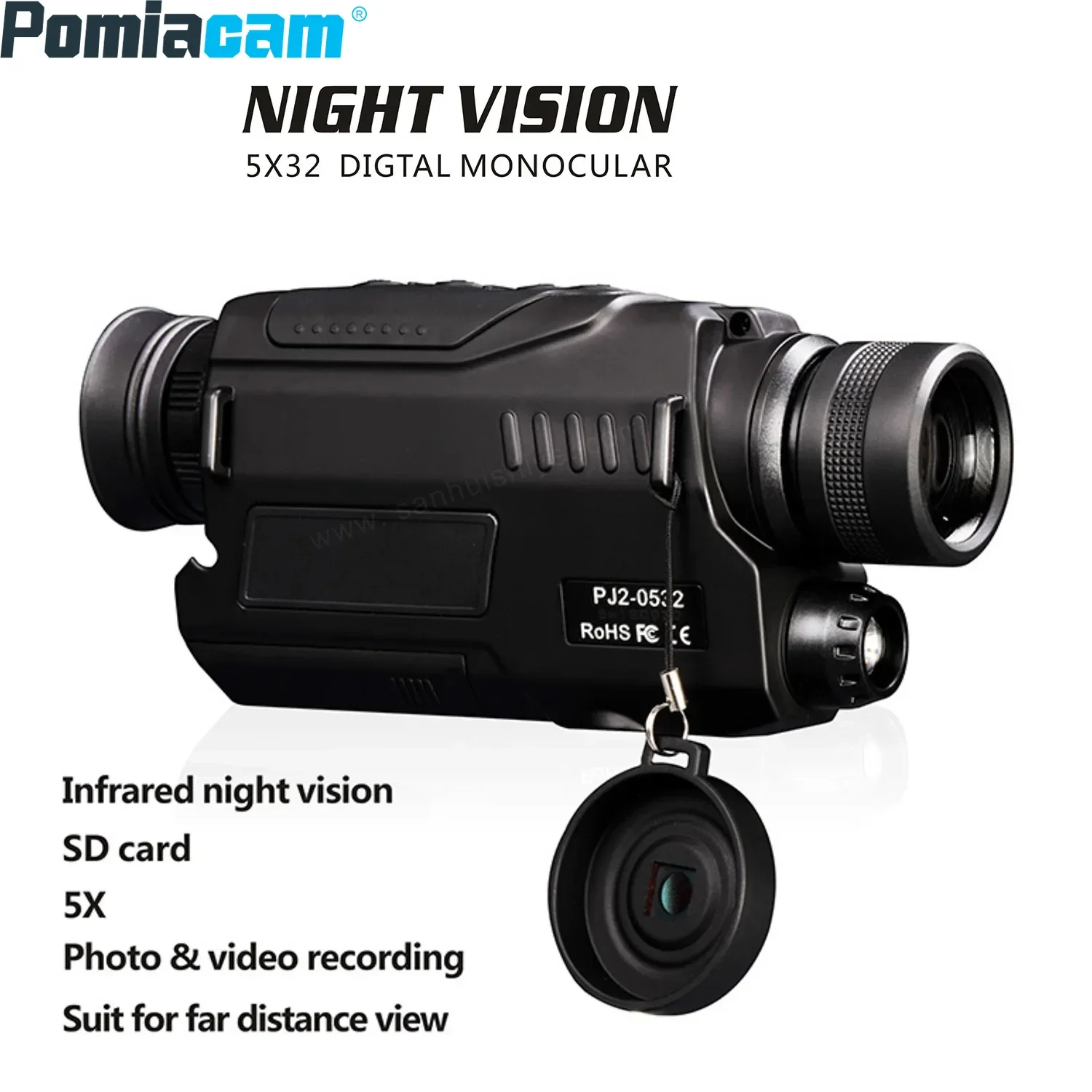 Night Vision Monocular 8GB TF Card with 200M Full Dark Camera Video Replay Menu Modes 2x Digital Zoom Night Vision Monocular