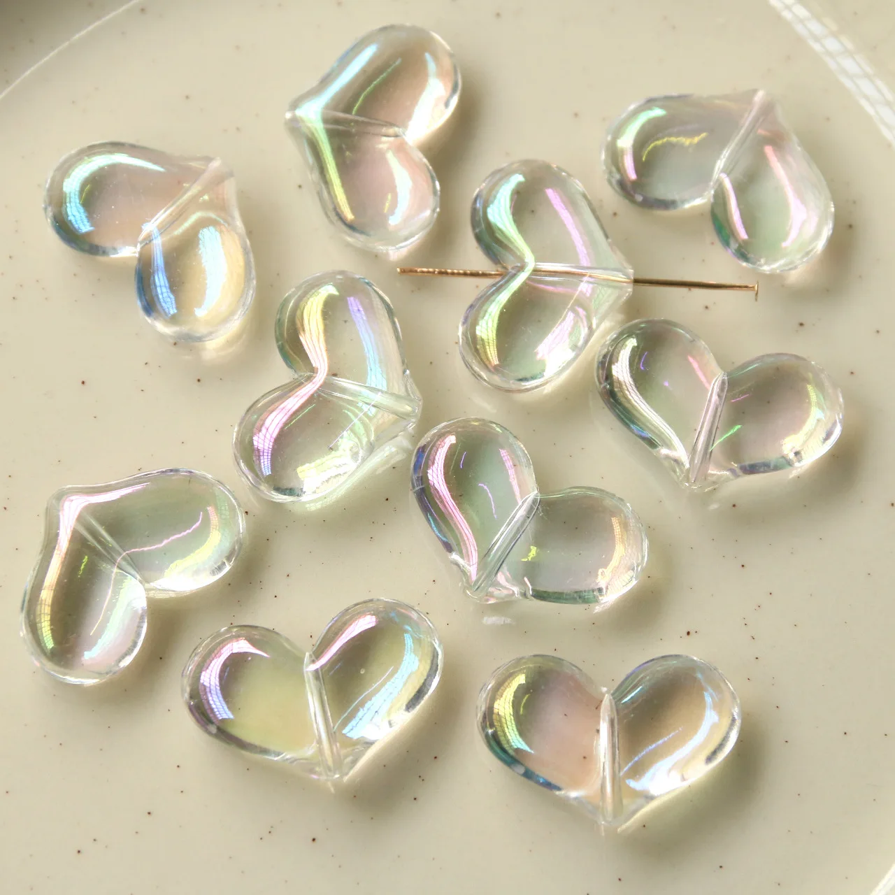 Newest 50pcs 28*19mm Transparent AB Color Acrylic Heart Beads Ornament Accessories Earring Bracelet Necklace Beading Material