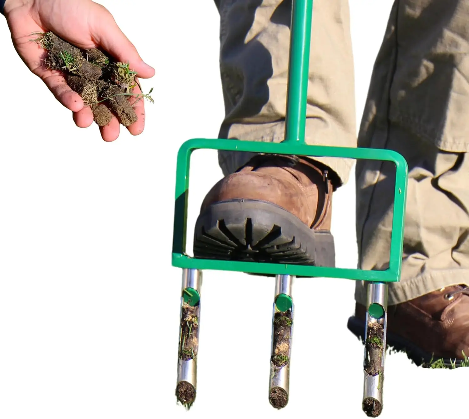 

Manual Lawn Aerator Tool - 42 Inch Stainless Steel Hollow Tine Core Aerator for Healthy Grass Soil Aeration