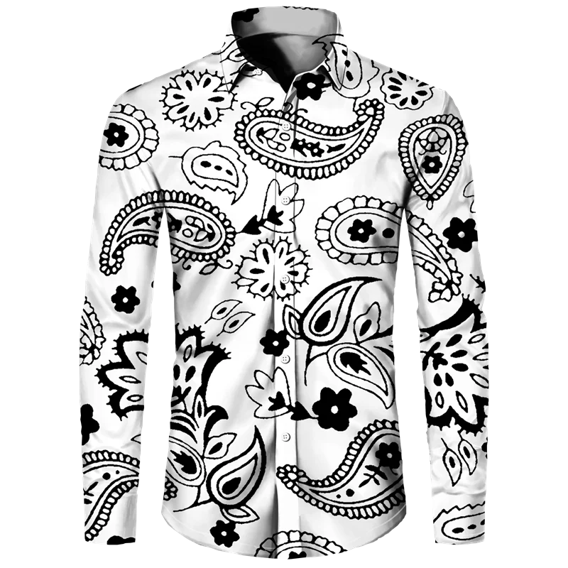 

Vintage Printed Men's Shirts Personalized Casual Street Long Sleeved Shirt Fashionable Men's Seasonal Clothing Spring Autumn Top