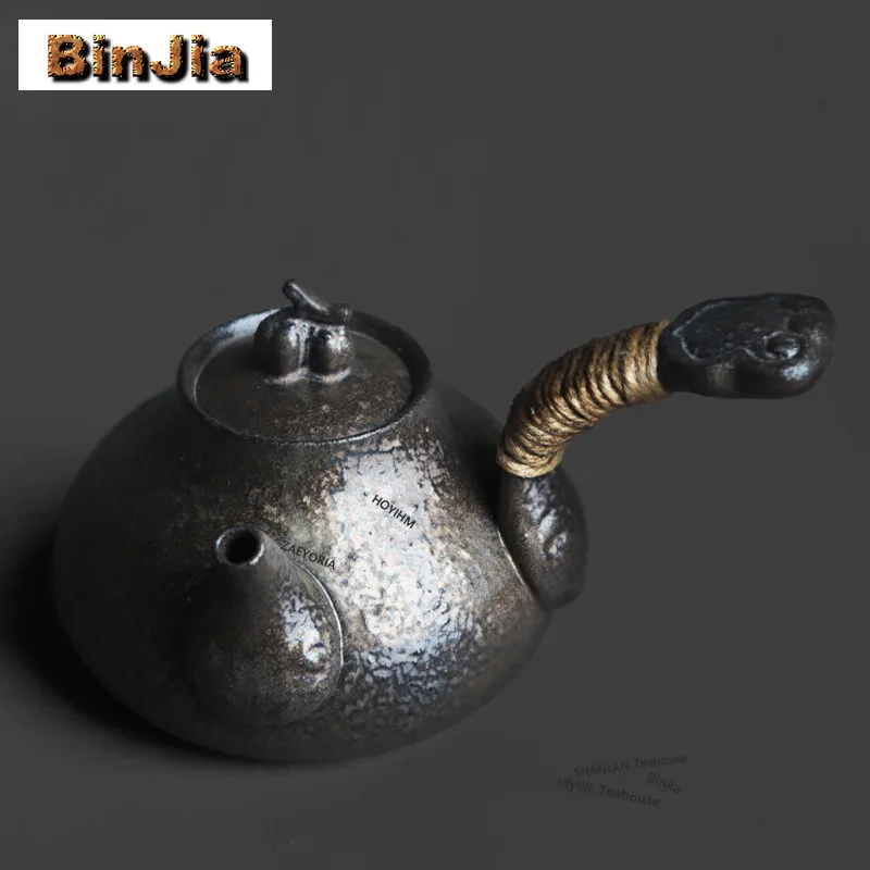 BAEJORIA 700ml Kiln Fambe Black-gold Boiling Water Kettle Large Capacity Tea Infuser Pot Fruit Juice Milk Tea Kettle Tea Gifts