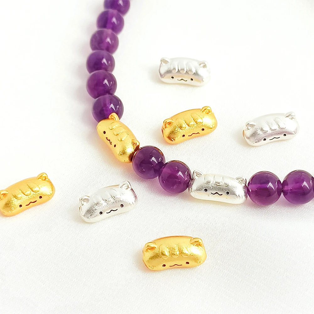 3 PCS Brass Coated with Matte Gold Cat Face Divider Bead DIY Makes Fashionable Jewelry Necklace Bracelet Accessories Materials