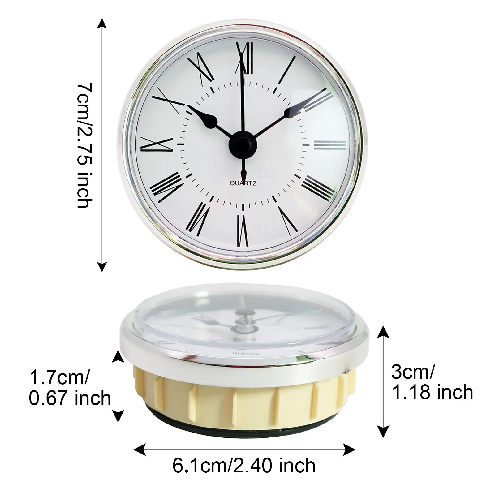 Clock Insert Bell Gallbladder Silent 2.75 inch for Home Replacement Office