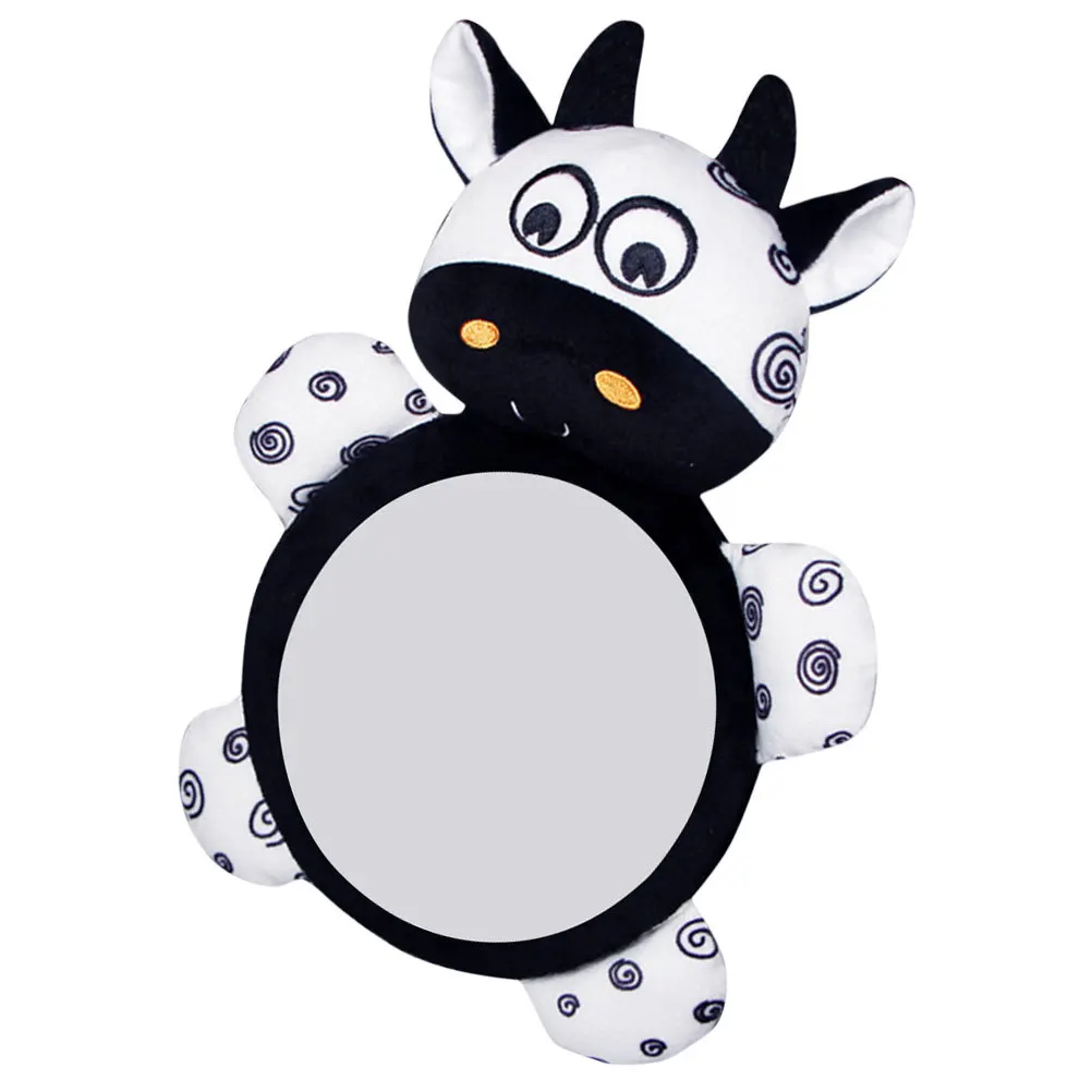 مرآة أمان للرضع ذات مواجهة خلفية للسيارة للأطفال للمقعد الخلفي مع زاوية قابلة للتعديل وسطح عاكس عالي الدقة وتصميم حيوان لطيف