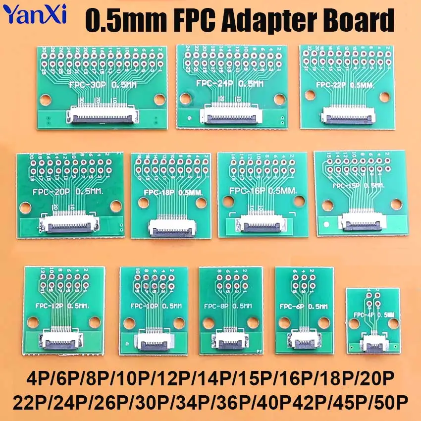 FPC FFC Flexible Cable Adapter Board 0.5mm Pitch Connector SMT To 2.54mm 4/6/8/10/12/14/15/16/18/20/22/24/26/30/34/36/40Pin~50P