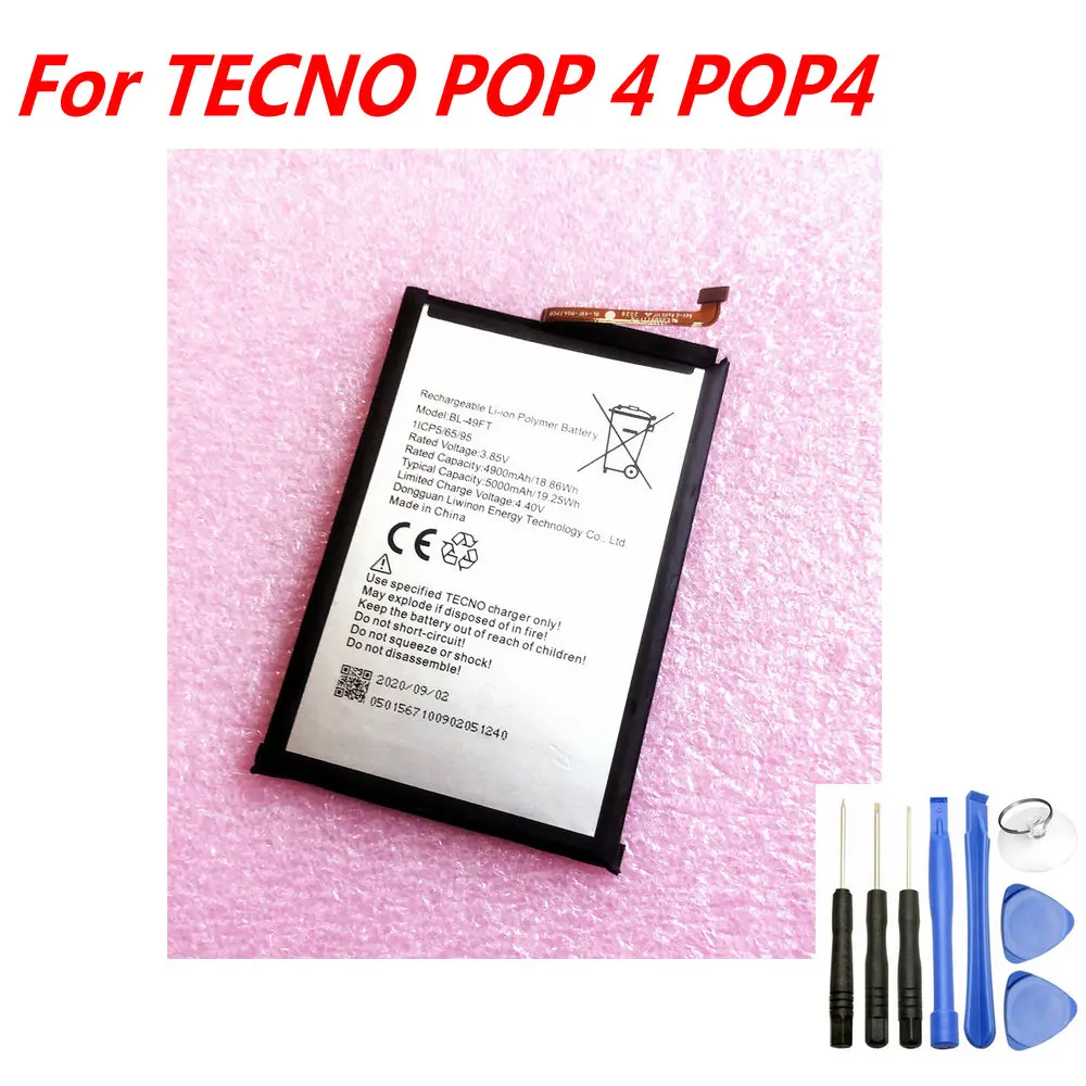 

Original 3.85V 5000mAh BL-49FT Battery For TECNO POP 4 POP4 Camon 15 CD6(CD6j) Cell Phone