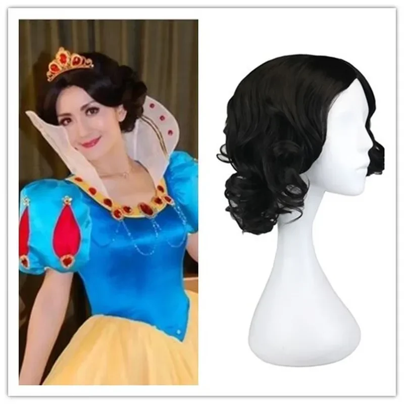 Holiday Dressed Up Snow White Princess Cosplay Wig Short Curly Costume Synthetic Hair Cos Wigs Peruca Pelucas
