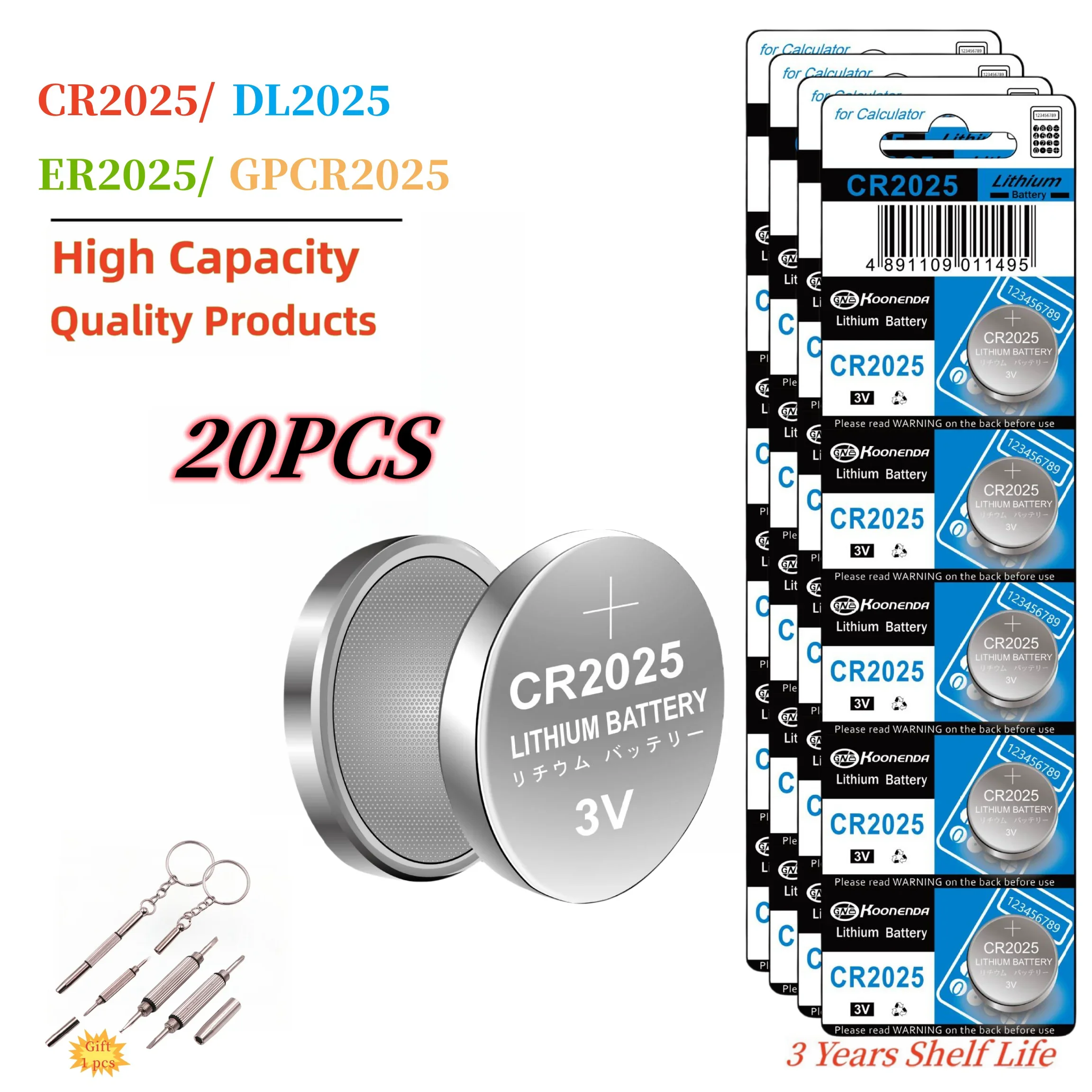 

20PCS CR2025 3.0 Volt Long Lasting Lithium Coin Cell Batteries in Child Resistant Botton battery for remotes door chimes car key