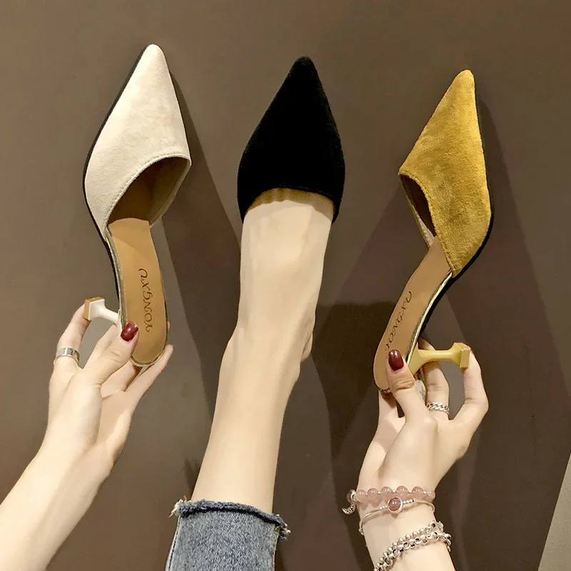 2024 Summer and Autumn Fashion New Pointed Toe Thin Heels Banquet Sexy Low Heels Casual Comfortable Sandals Women\'s Pumps