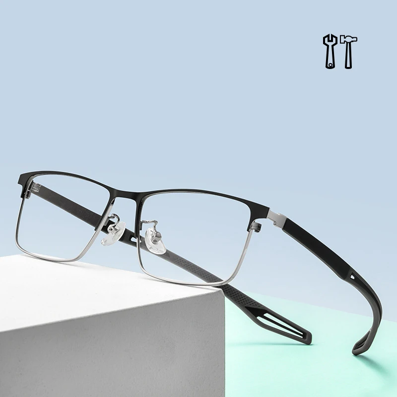 MOMOJA Fashion Retro Spectacle Comfortable Sports Ultra Light Alloy Eyewear Square Optical Prescription Glasses Frame Men Y8531D