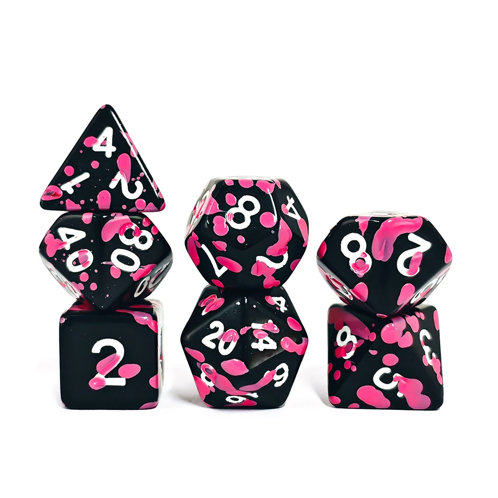 متعدد السطوح الوردي ترشيش الاكريليك 7 قطعة D20 D12 D10 D00 D8 D6 D4 مجموعة نرد ل DND RPG TRPG ألعاب المنزل نادي الاطفال اللعب التبعي #3