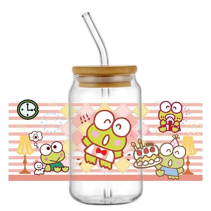 

Kawaii Frog 3D Cartoon DIY Waterproof Cup Wrap Easy Peel UV DTF Japan Style for 16oz Libbey Coffee