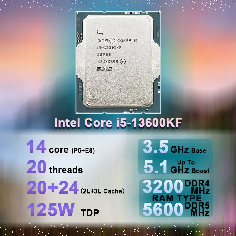 Go! Intel Core i5-13600KF i5 13600KF 3.5 GHz 14-Core 20-Thread CPU Processor 10NM L3=24M 125W LGA 1700 Tray New but without