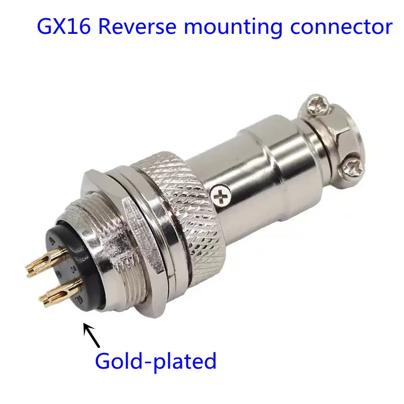 M16 Female and Male Aviation Plug 4P / 5P / 6P / 7P / 8P / GX16 Aviation Plug Reverse Panel Mounting Gold Plated M16 Connector