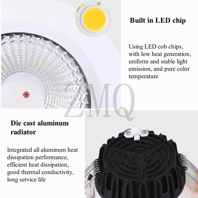 LED السقف النازل COB الأضواء 7 واط 9 واط 15 واط 20 واط 25 واط 30 واط 40 واط متجر الملابس الهندسة جزءا لا يتجزأ من الصورة التجارية