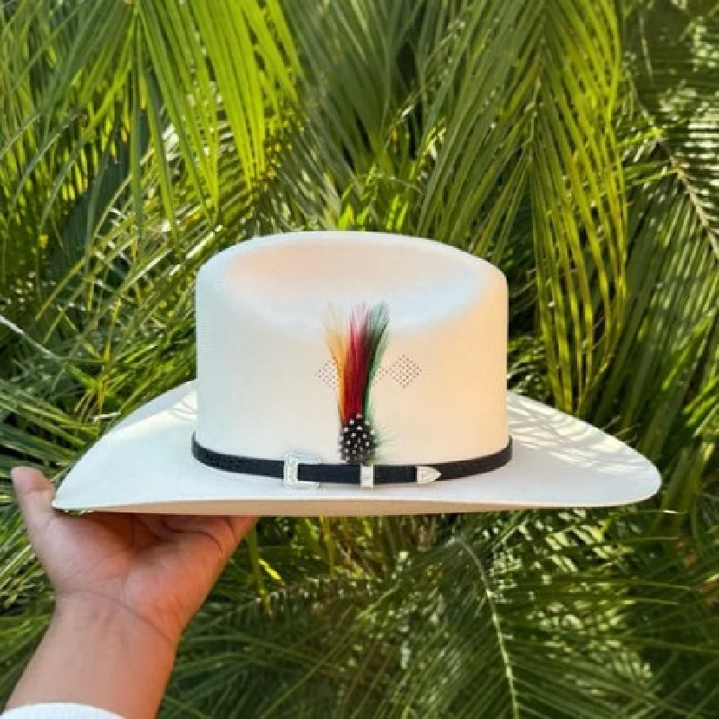 

High-end Hot-selling Solid Color Canvas Felt Hat With Ribbon And Feather Decoration Western Cowboy Hat