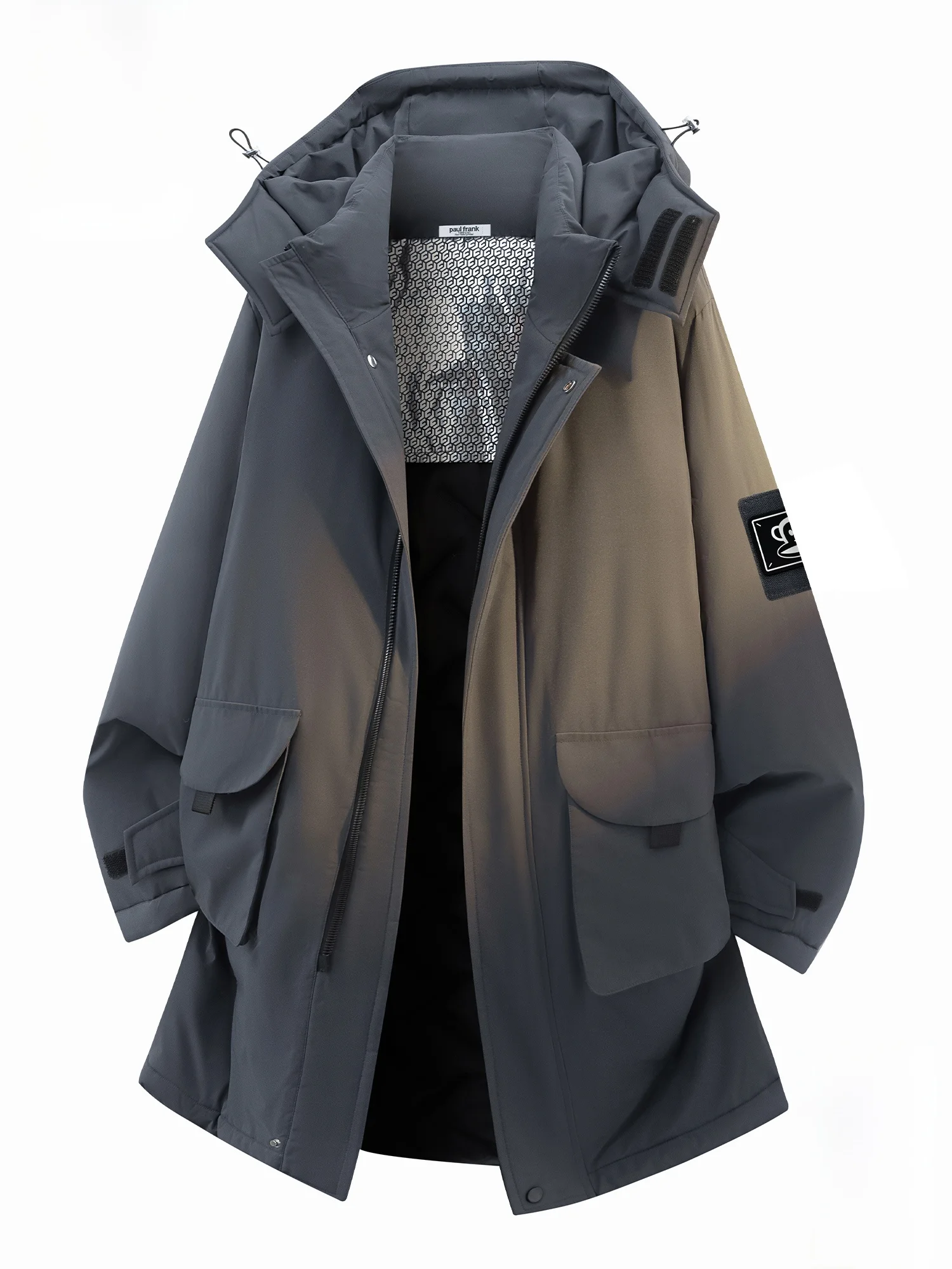 

Зимняя мужская куртка Paul Frank American Style с капюшоном, повседневная, средней длины, рабочая, теплая, утолщенная, из полиэфирного волокна