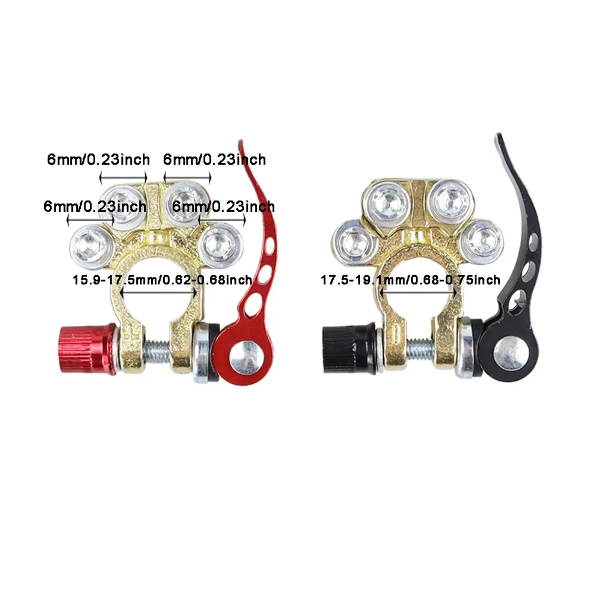 12V Battery Terminal Clamps Connectors 2 Pcs 4 Way Quick Release Disconnect Car Battery Terminal for SAE/JIS Type A Posts Cars