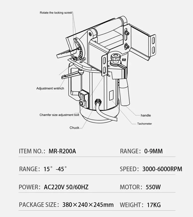 

MR- R200A deburring and straight edge chamfering machine 15-45 degree HOT SALES