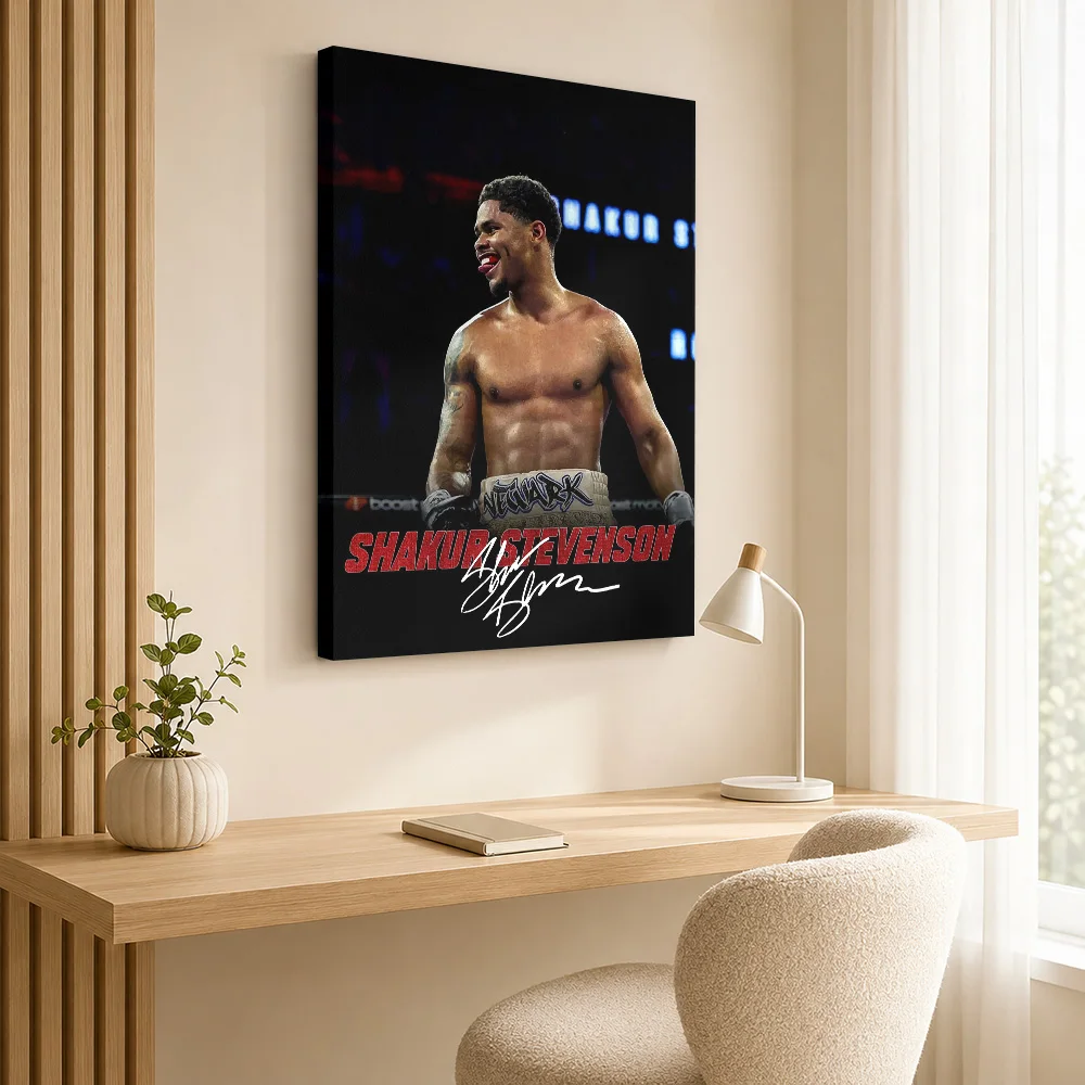 Shakur Stevenson Boxing Tribute Framed Canvas Poster Bold Fight Style Wall Art With Personalized Photo For Study Ideal Fan Gift
